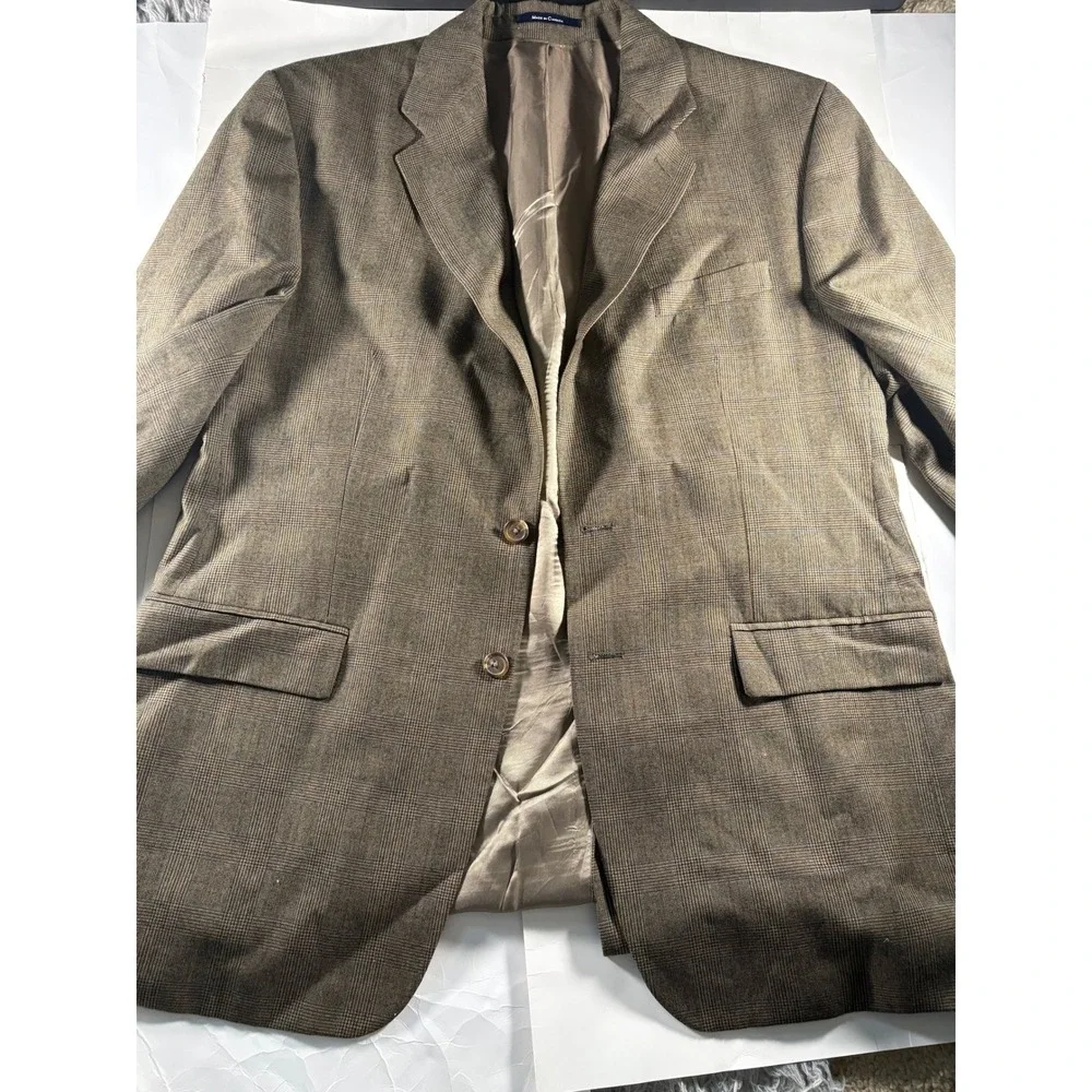 Lauren Ralph Lauren Men's‎ Blazer 44T  Brown Plaid Check Sport Coat Jacket